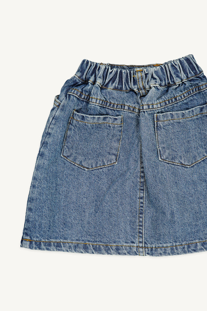 Mini Olive | Yuha Denim Skirt, Mid Blue