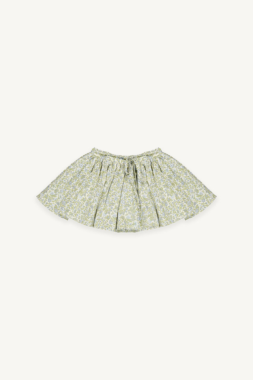 Mini Olive | Floral Pleated Skirt, Green