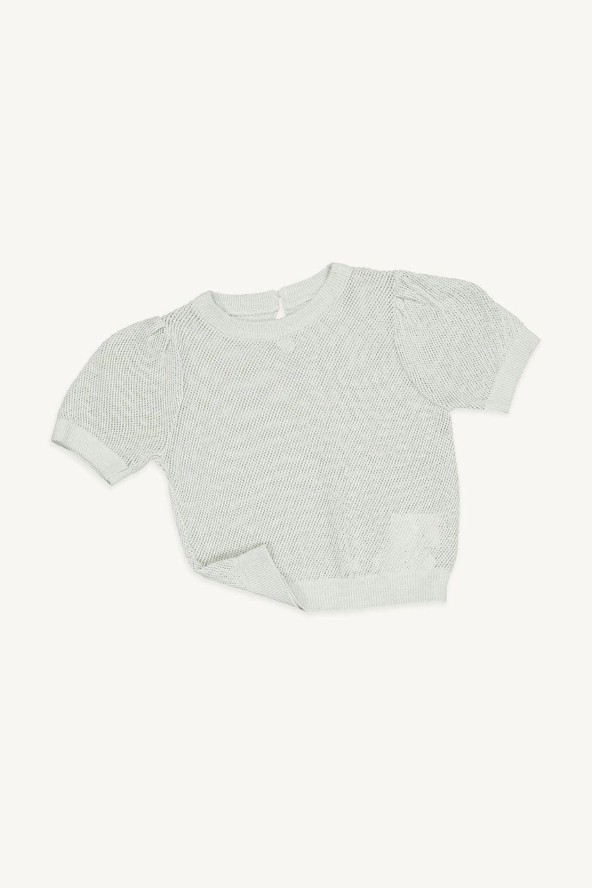 Mini Olive | Puff Sleeve Jumper, Light Blue