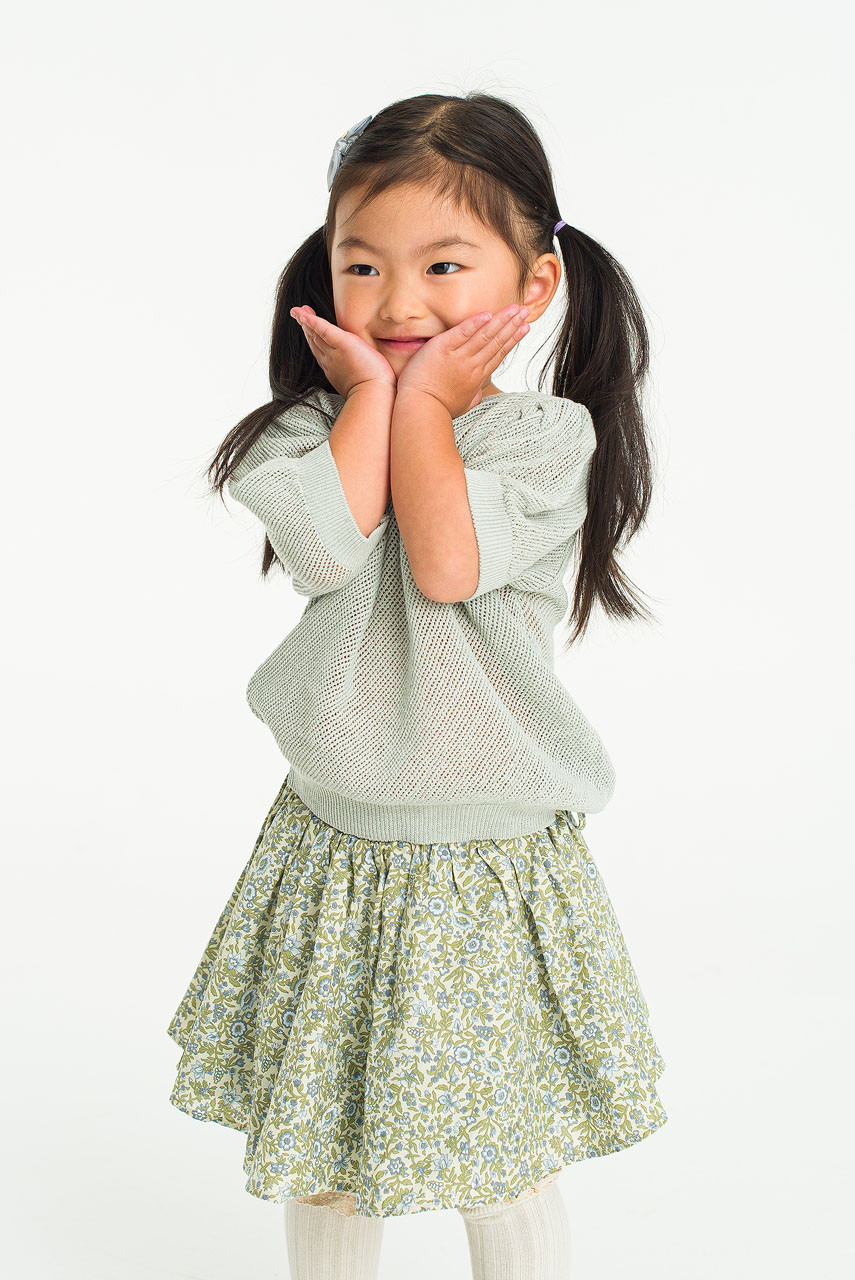 Mini Olive | Puff Sleeve Jumper, Light Blue