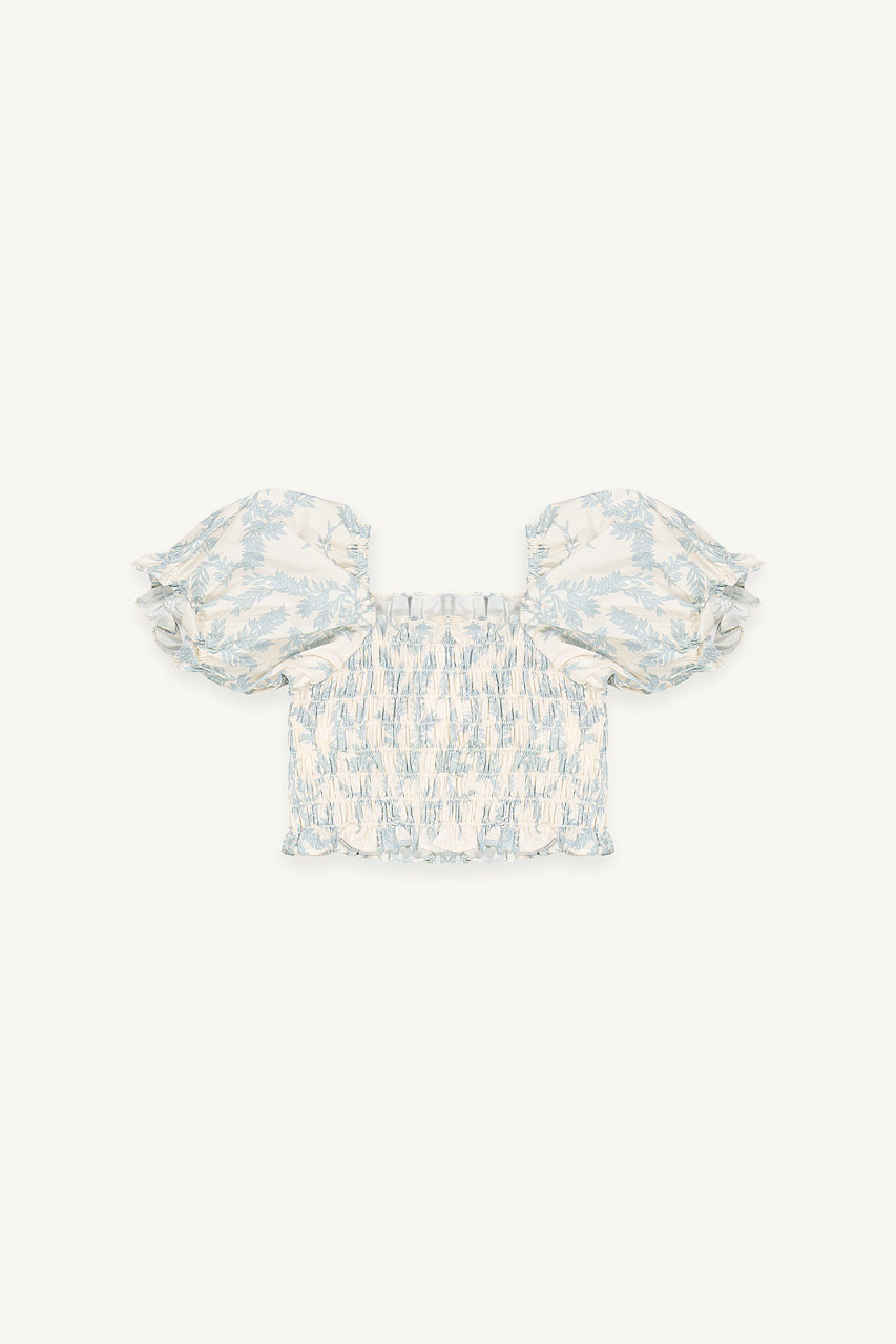 Mini Olive | Jane Flower Smoke Top, Light Blue