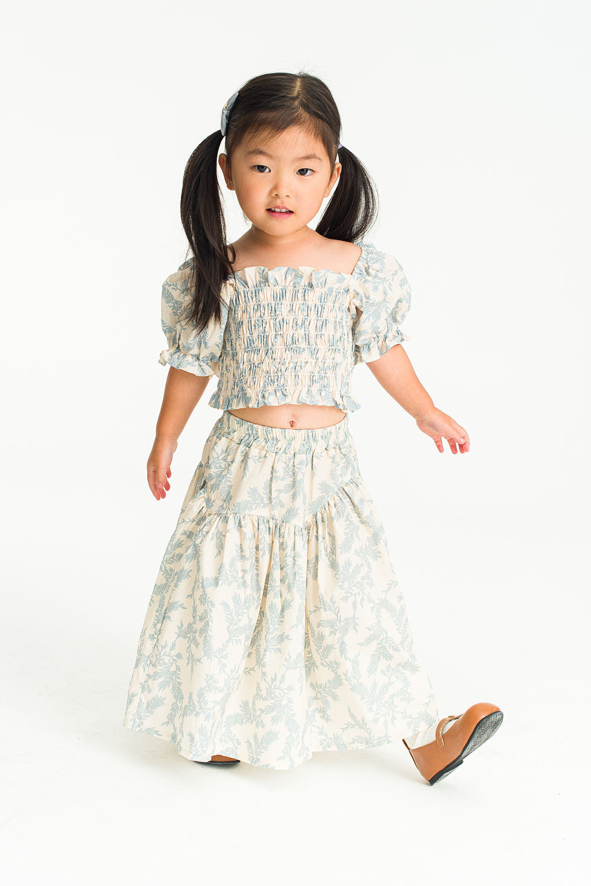 Mini Olive | Jane Flower Smoke Top, Light Blue