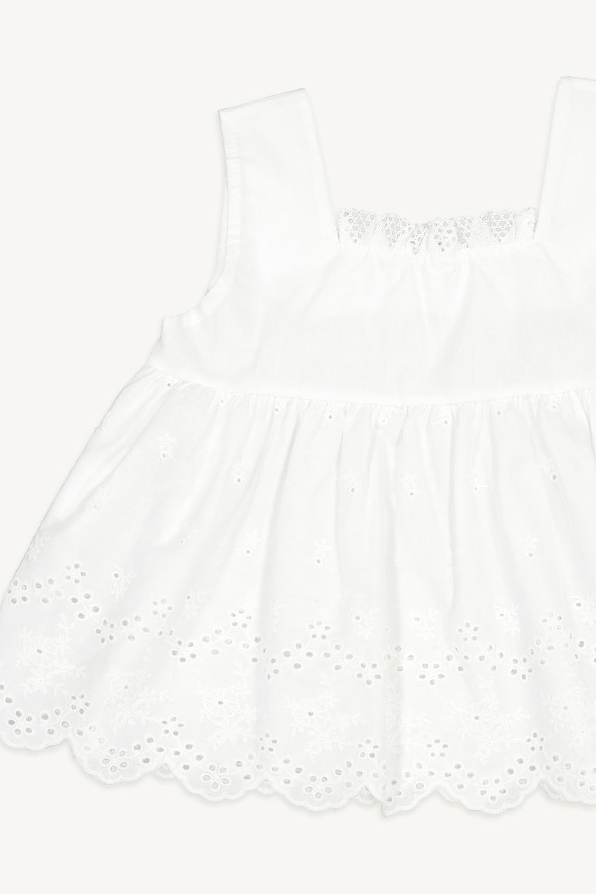 Mini Olive | Lace Sleveless Top, Ivory