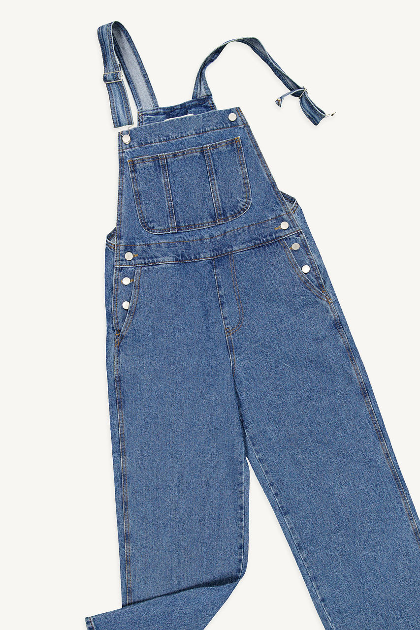 Tomo Denim Dungarees, Mid Blue