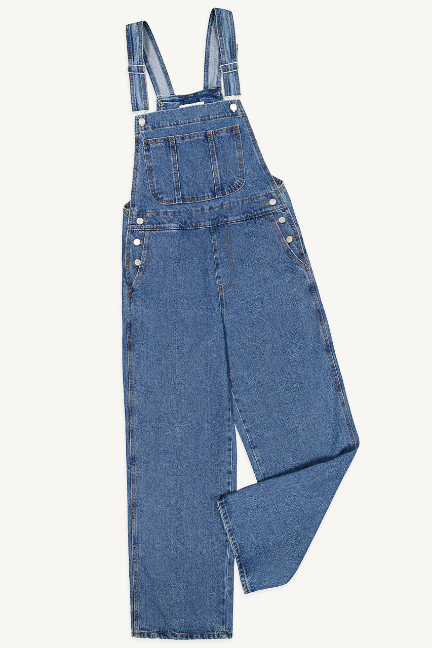 Tomo Denim Dungarees, Mid Blue