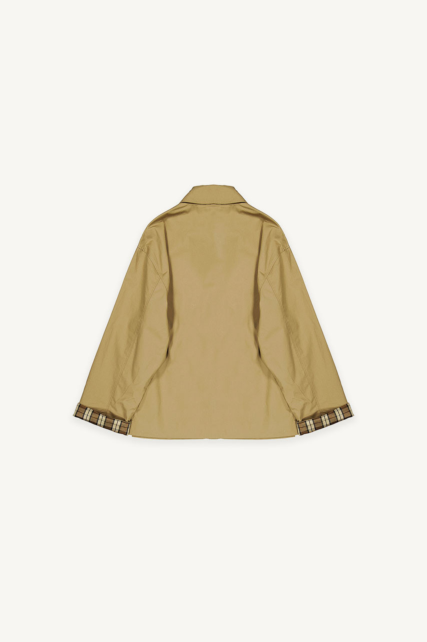 Check Sleeve Field Jacket, Beige