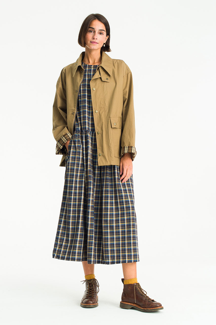 Check Sleeve Field Jacket, Beige