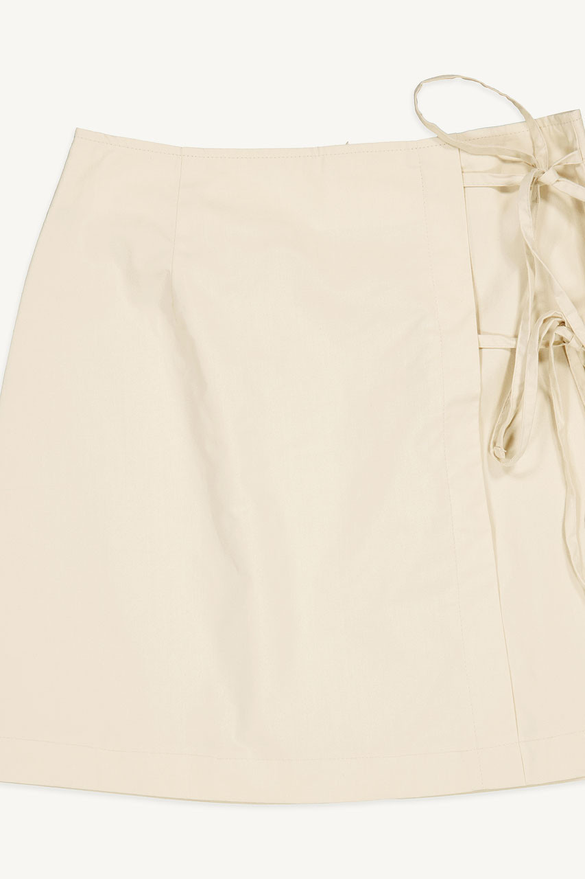 Ribbon Point Mini Skirt, Beige