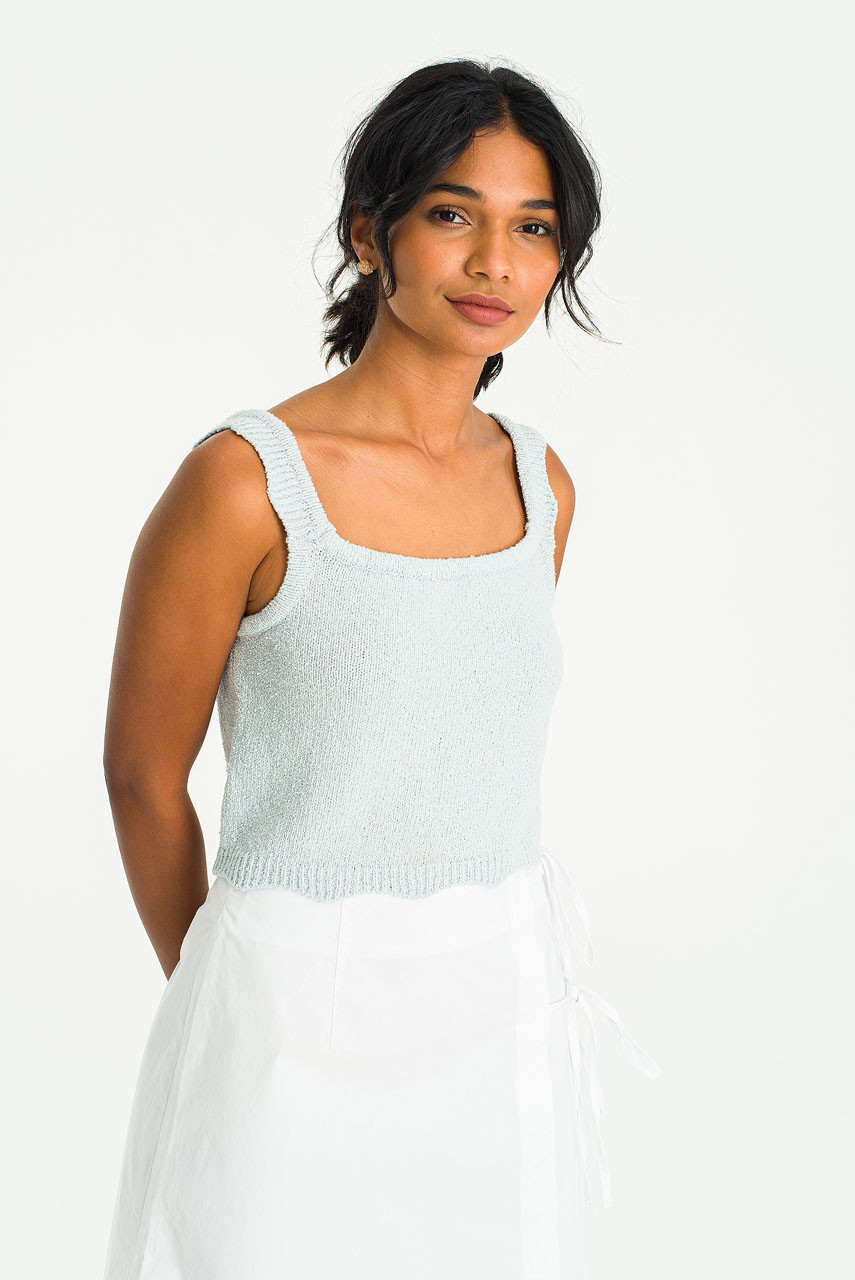 Knitted Crop Vest, Blue