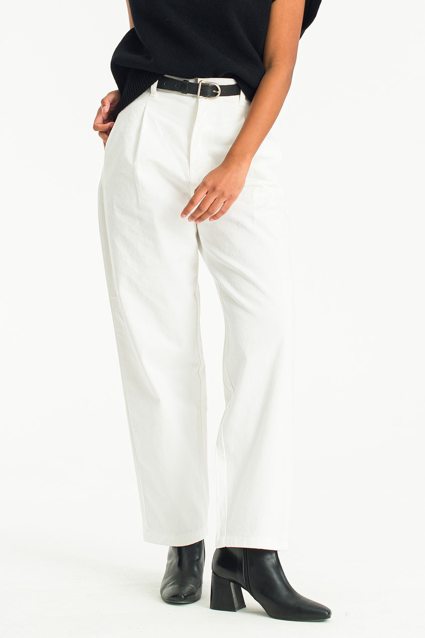 Momo Cotton Pintuck Pants, White