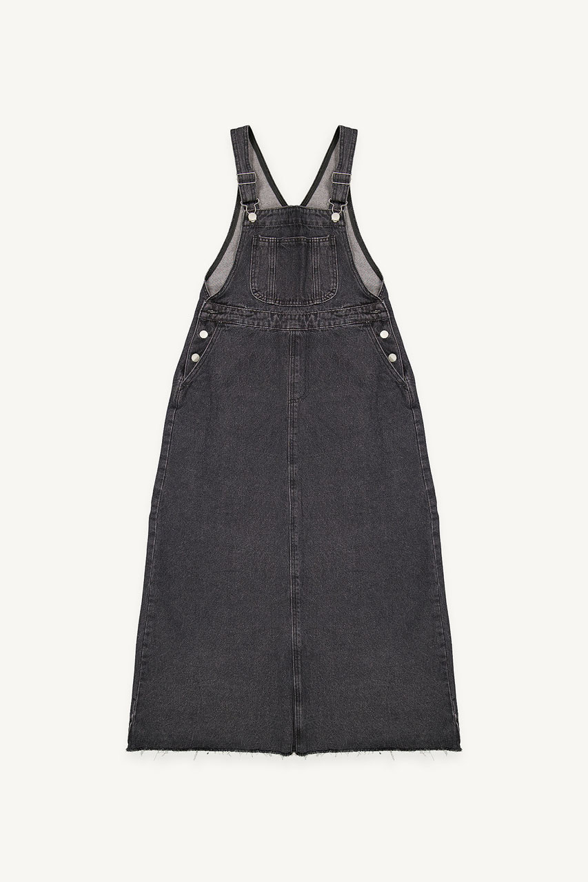 Jisu Denim Pinafore Dress, Black
