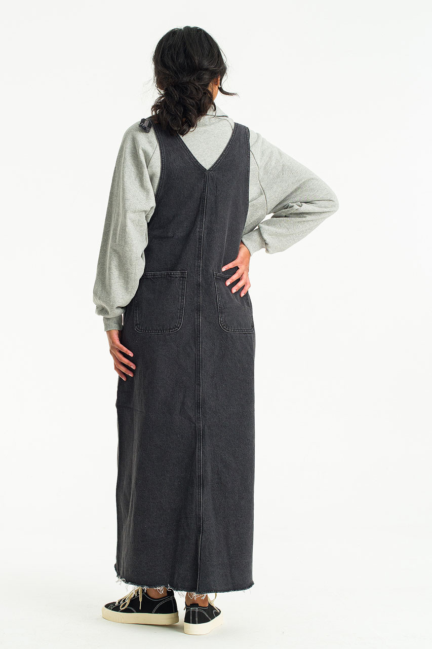 Jisu Denim Pinafore Dress, Black