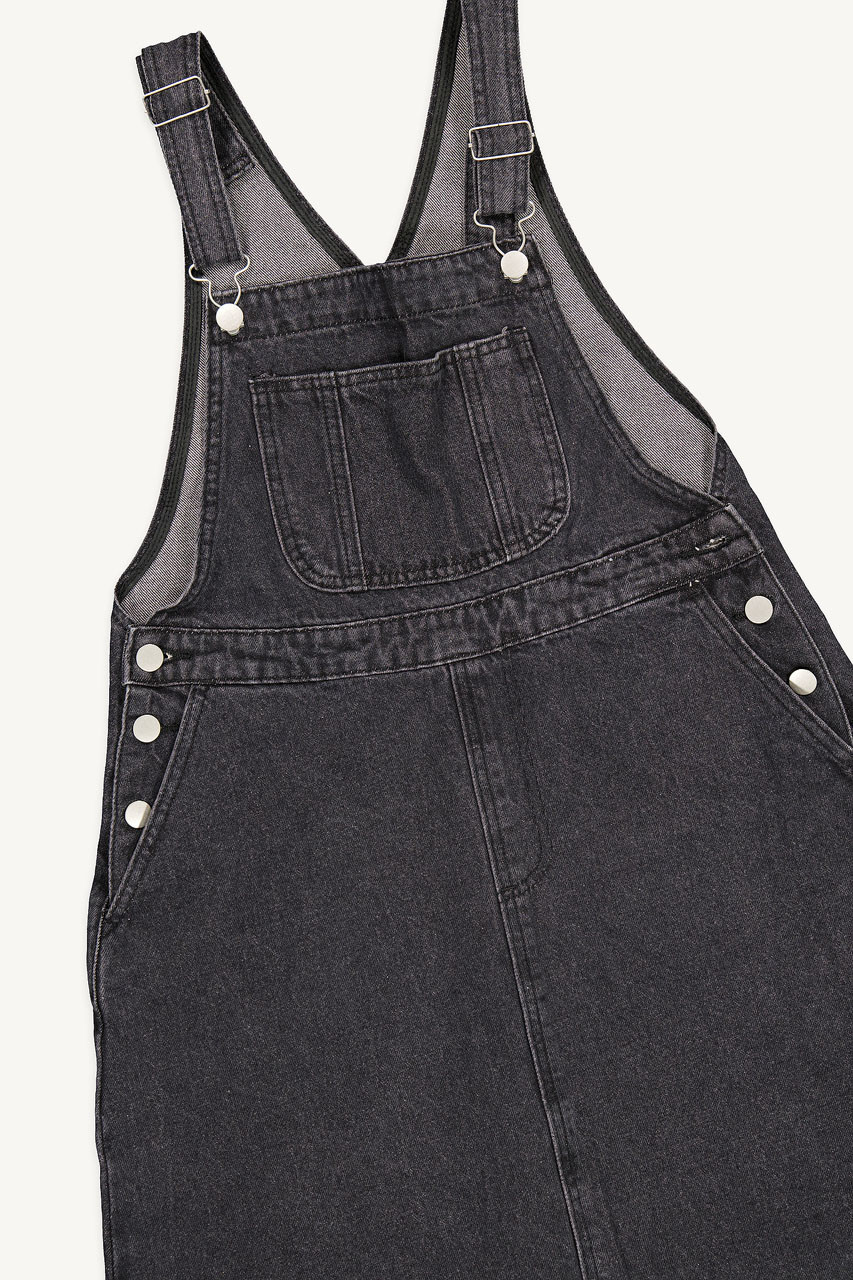 Jisu Denim Pinafore Dress, Black