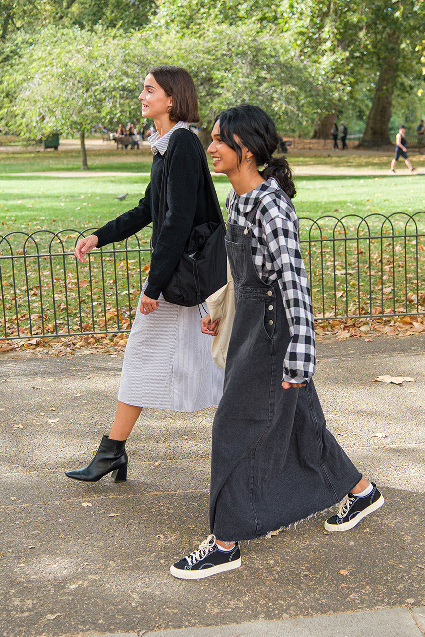 Jisu Denim Pinafore Dress, Black