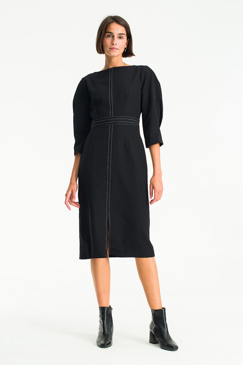 Roana Stitch Detail Dress, Navy