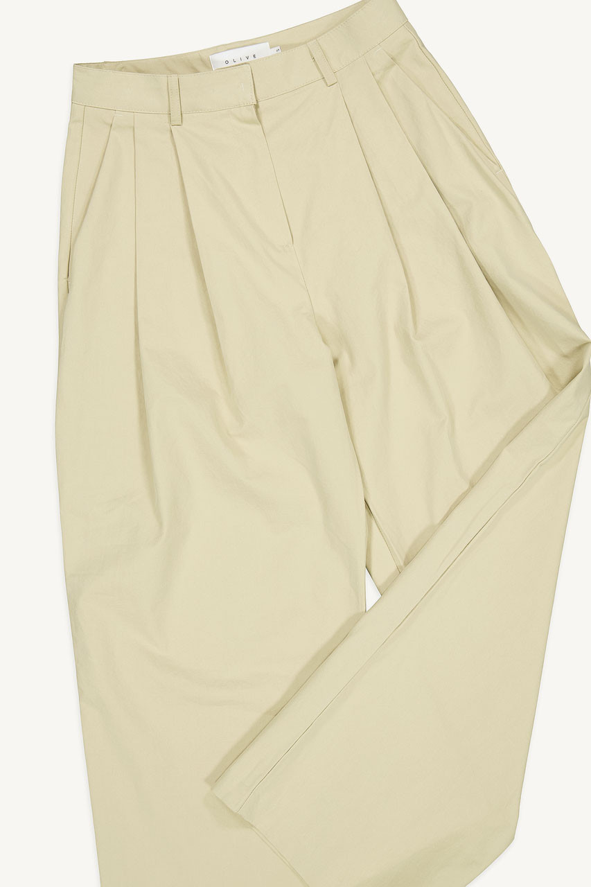 Rona Pintuck Wide Pants, Beige