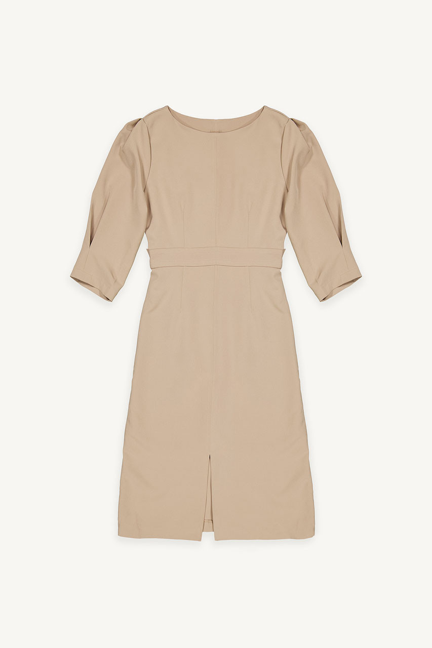 Roana Stitch Detail Dress, Beige