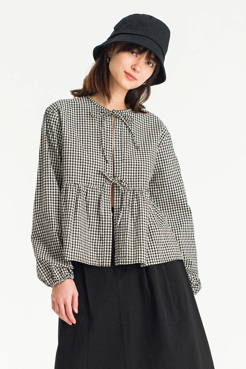 Takako Ribbon Blouse, Gingham