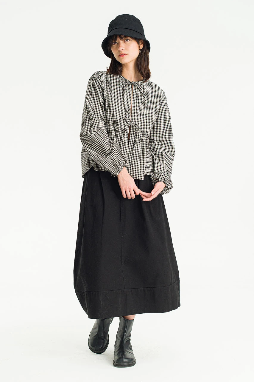 Takako Ribbon Blouse, Gingham