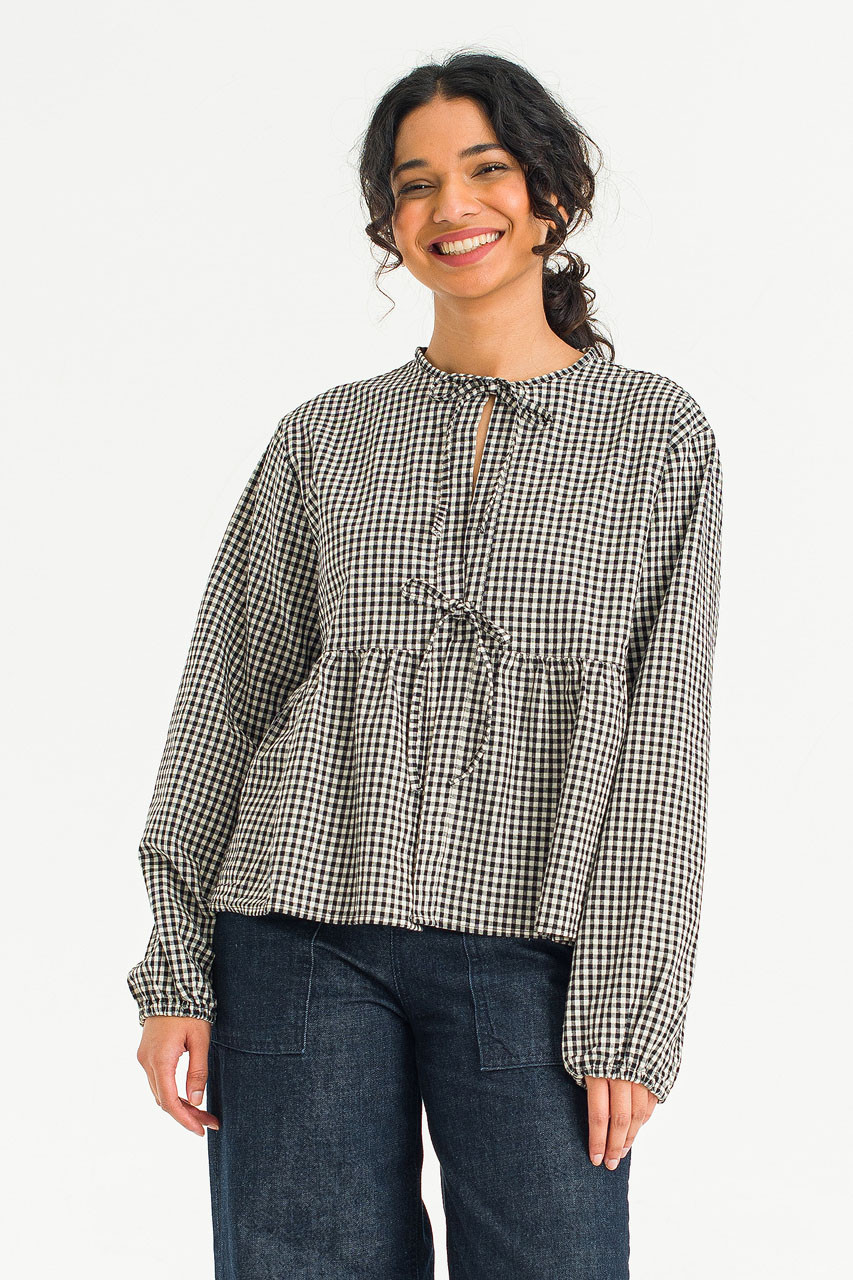 Takako Ribbon Blouse, Gingham