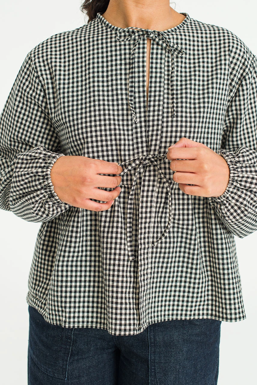 Takako Ribbon Blouse, Gingham
