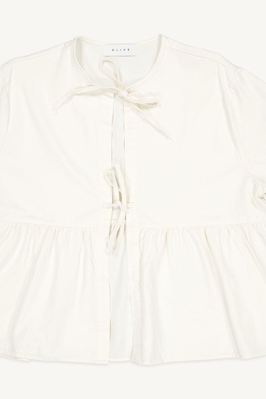 Takako Ribbon Blouse, Ivory