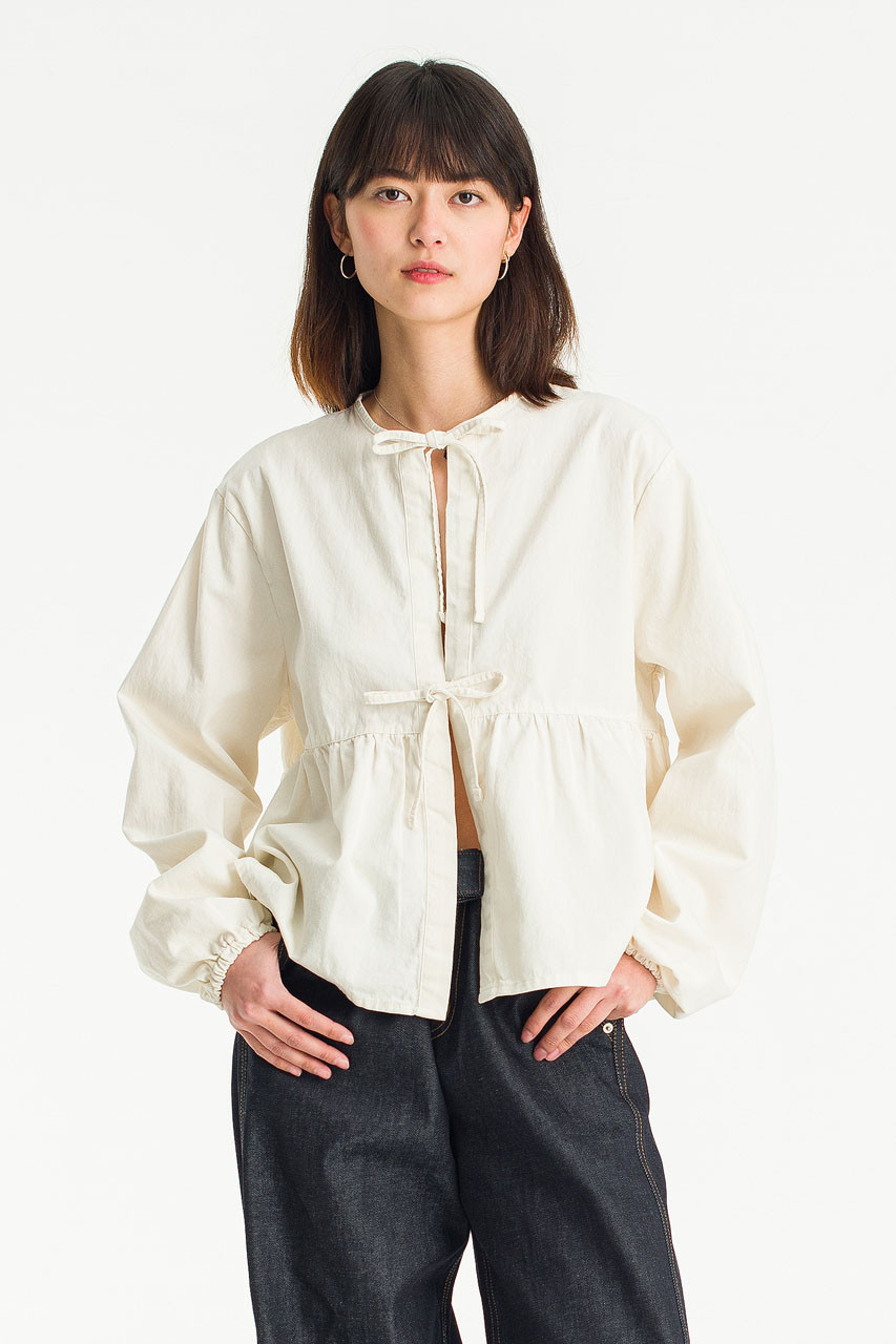トップス andmary Alice check ribbon tops ivory ANDMARY】Alice check ribbon tops