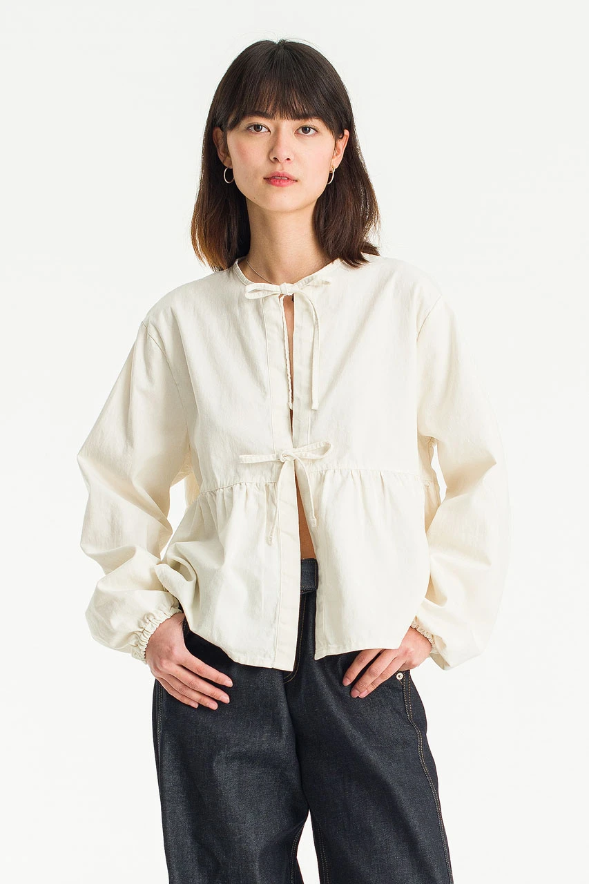 Takako Ribbon Blouse, Ivory