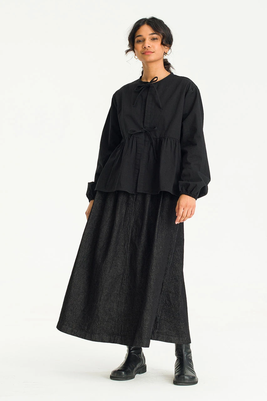 Takako Ribbon Blouse, Black