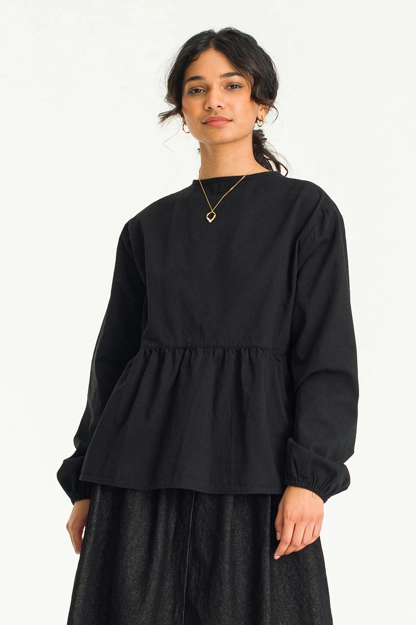 Takako Ribbon Blouse, Black