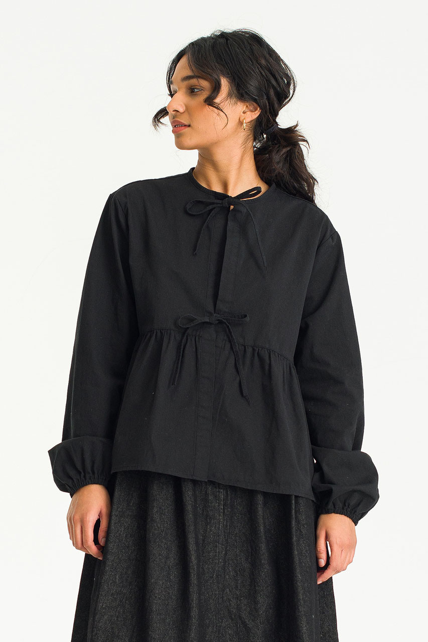Takako Ribbon Blouse, Black