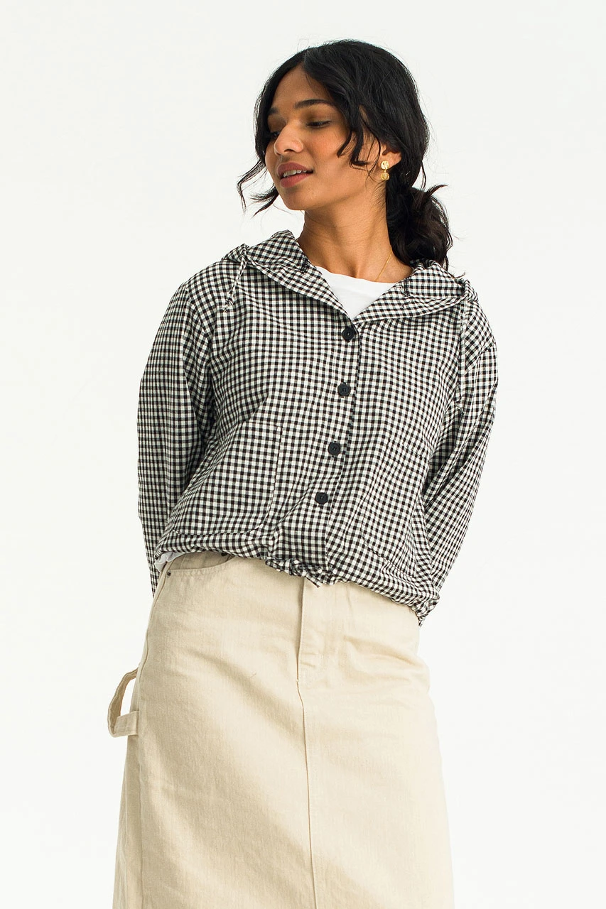 Maple Gingham Hood, Black
