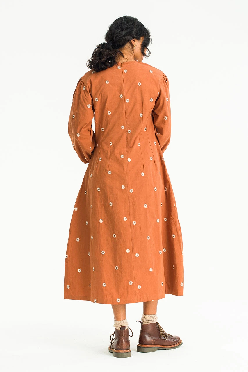 Laura Embroidery Dress, Brick