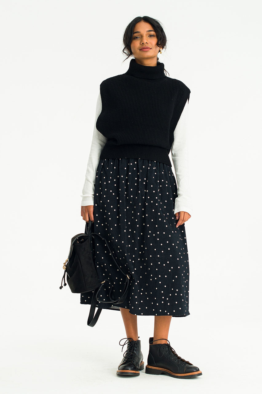 Poppy Polka Dot Skirt, Black