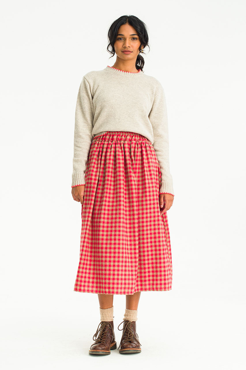 Tessa Gingham Skirt, Red