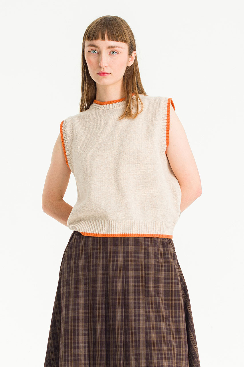 Ora Contrast Vest, Beige