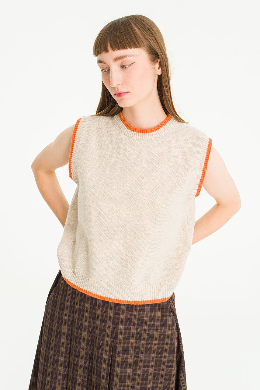Ora Contrast Vest, Beige