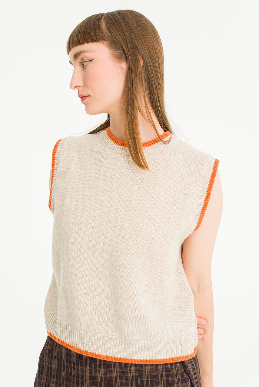 Ora Contrast Vest, Beige