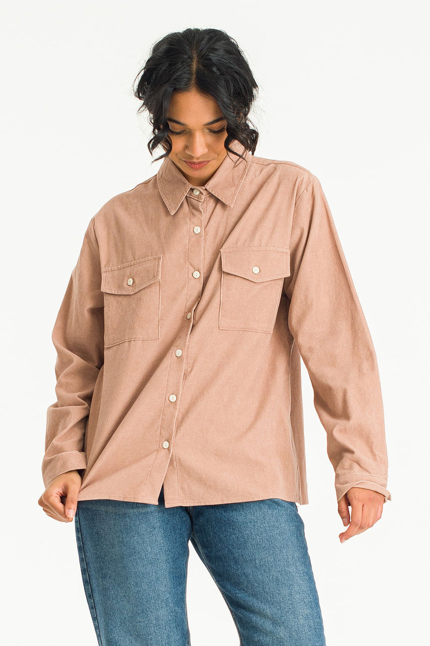 Twin Pocket Cotton Shirt, Pink