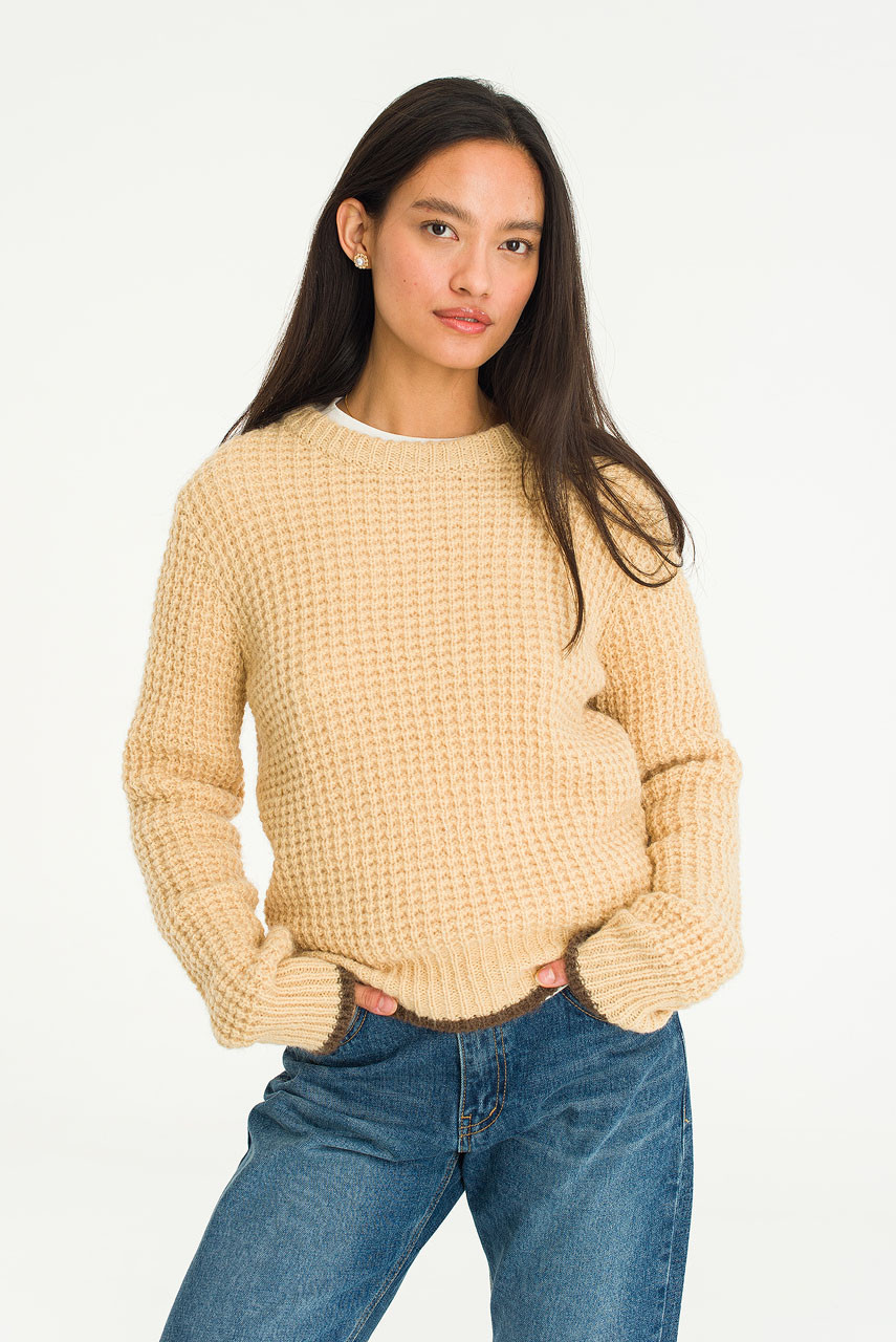 Napa Waffle Contrast Jumper, Chamomile