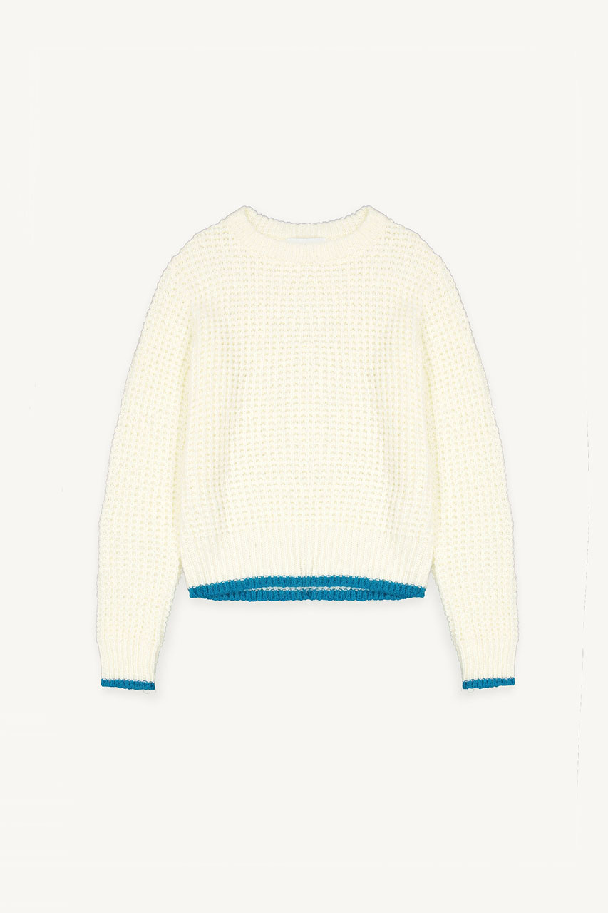 Napa Waffle Contrast Jumper, Ivory