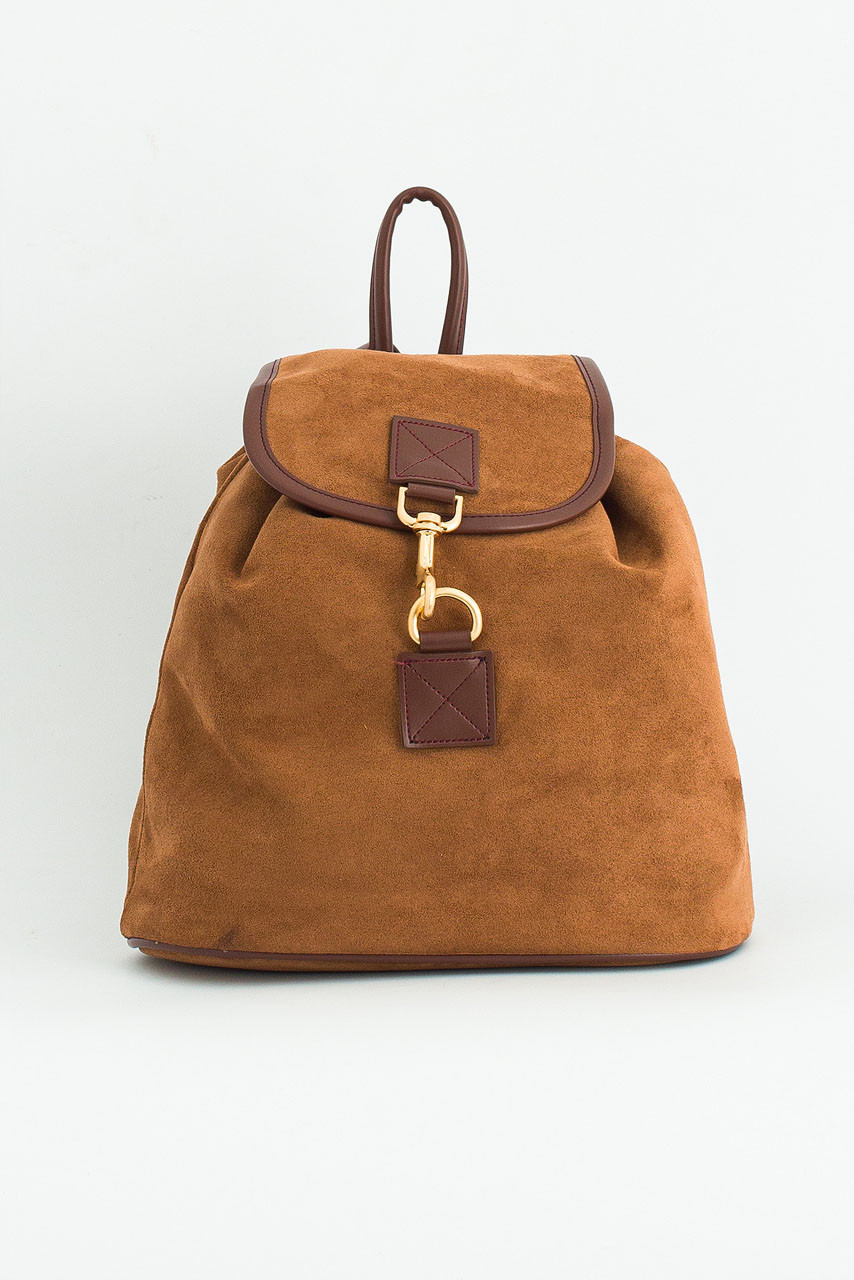 Faux Suede Back Pack, Brown