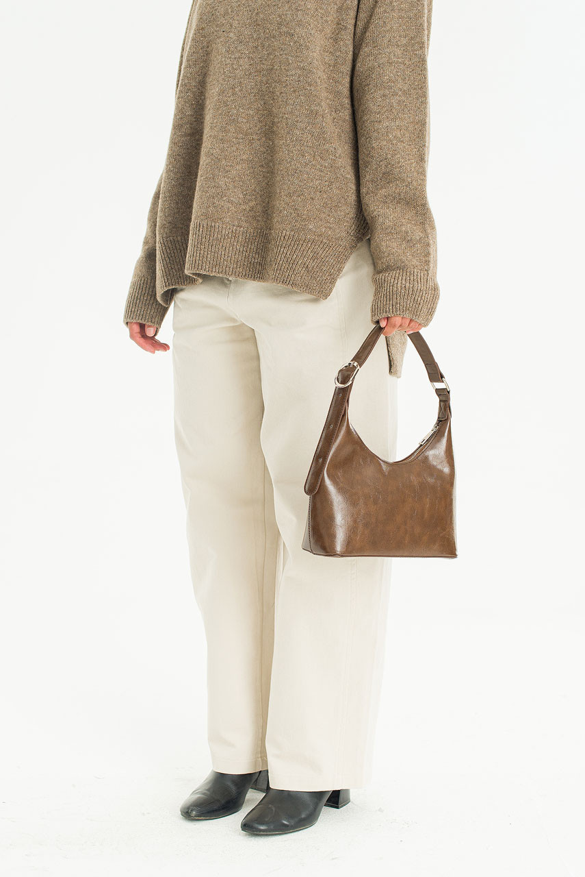 Buckle Shoulder Bag, Brown