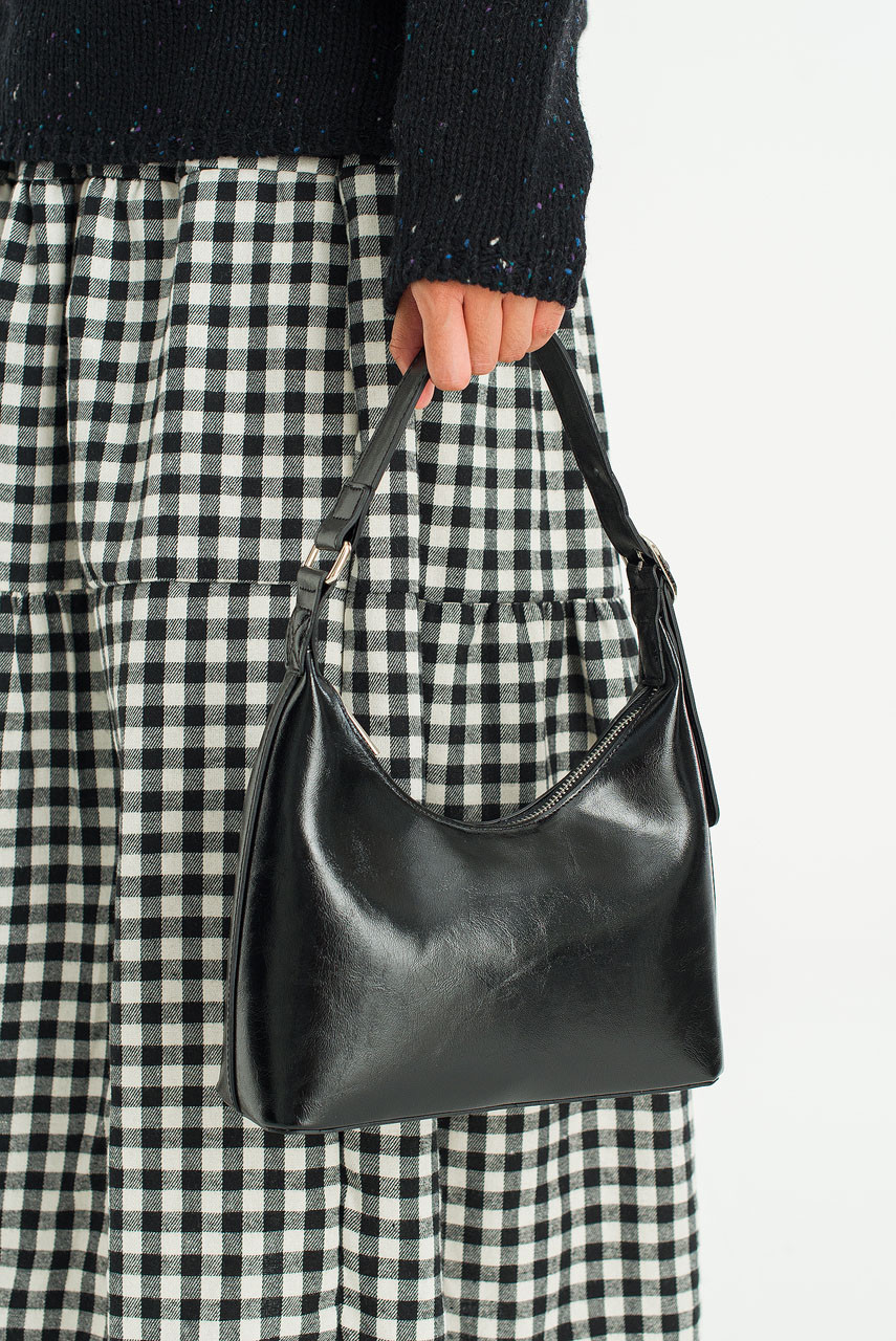 Buckle Shoulder Bag, Black