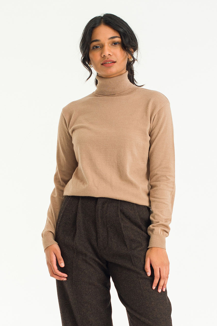 Mona Roll Neck Jumper, Beige