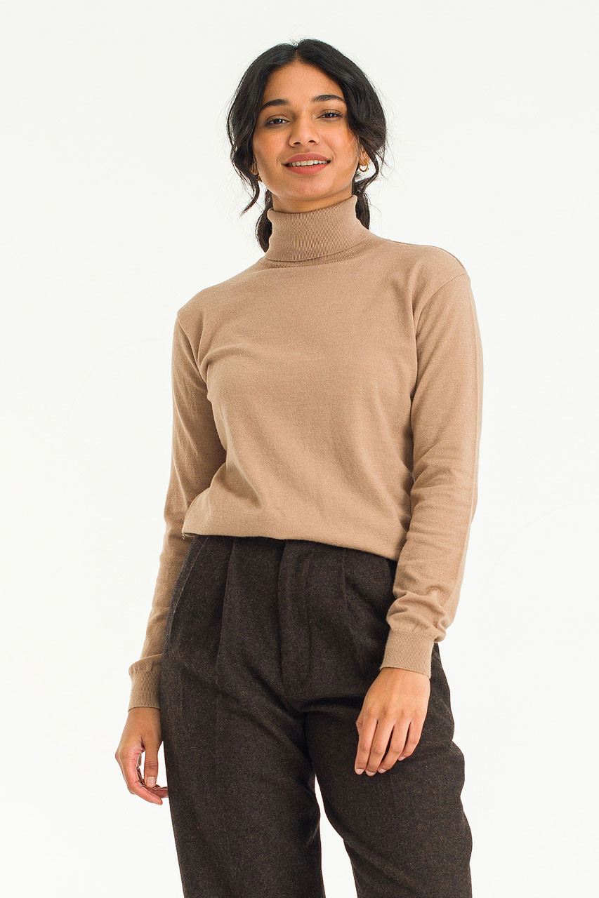 Mona Roll Neck Jumper, Beige