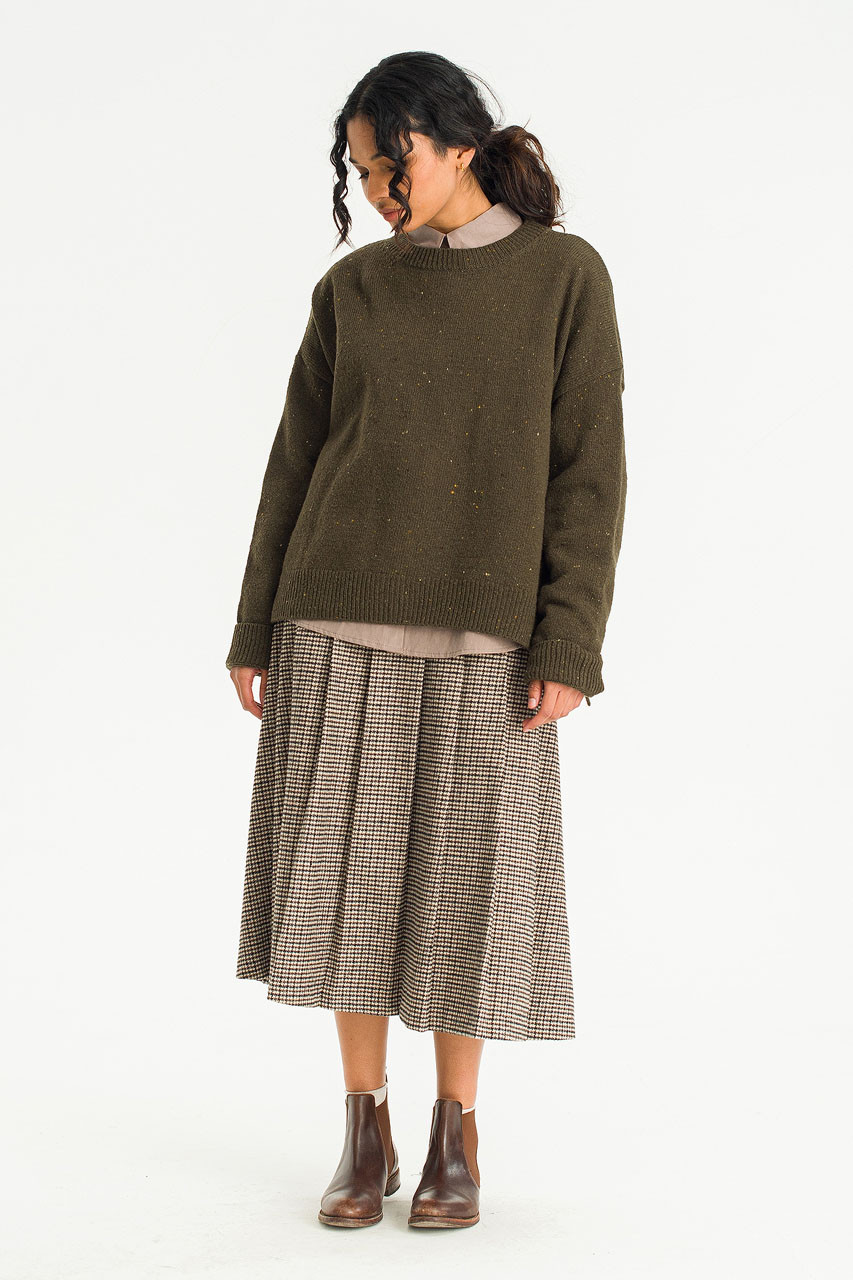 Boucle Round Neck Jumper, Khaki