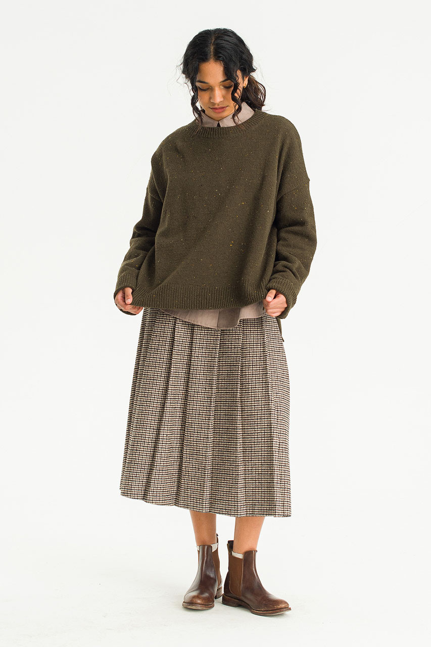 Boucle Round Neck Jumper, Khaki