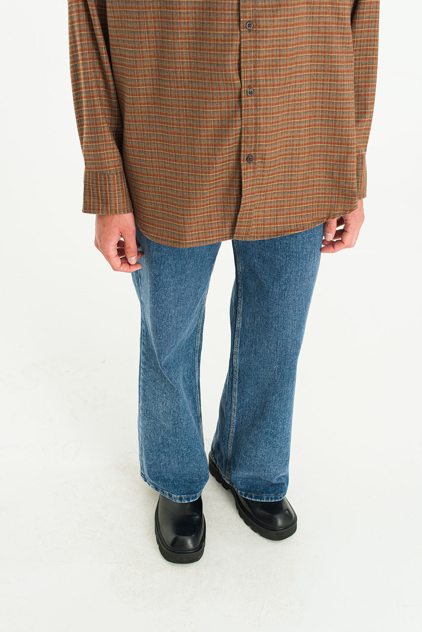 Menswear | Wide Bootcut Jeans, Mid Blue 