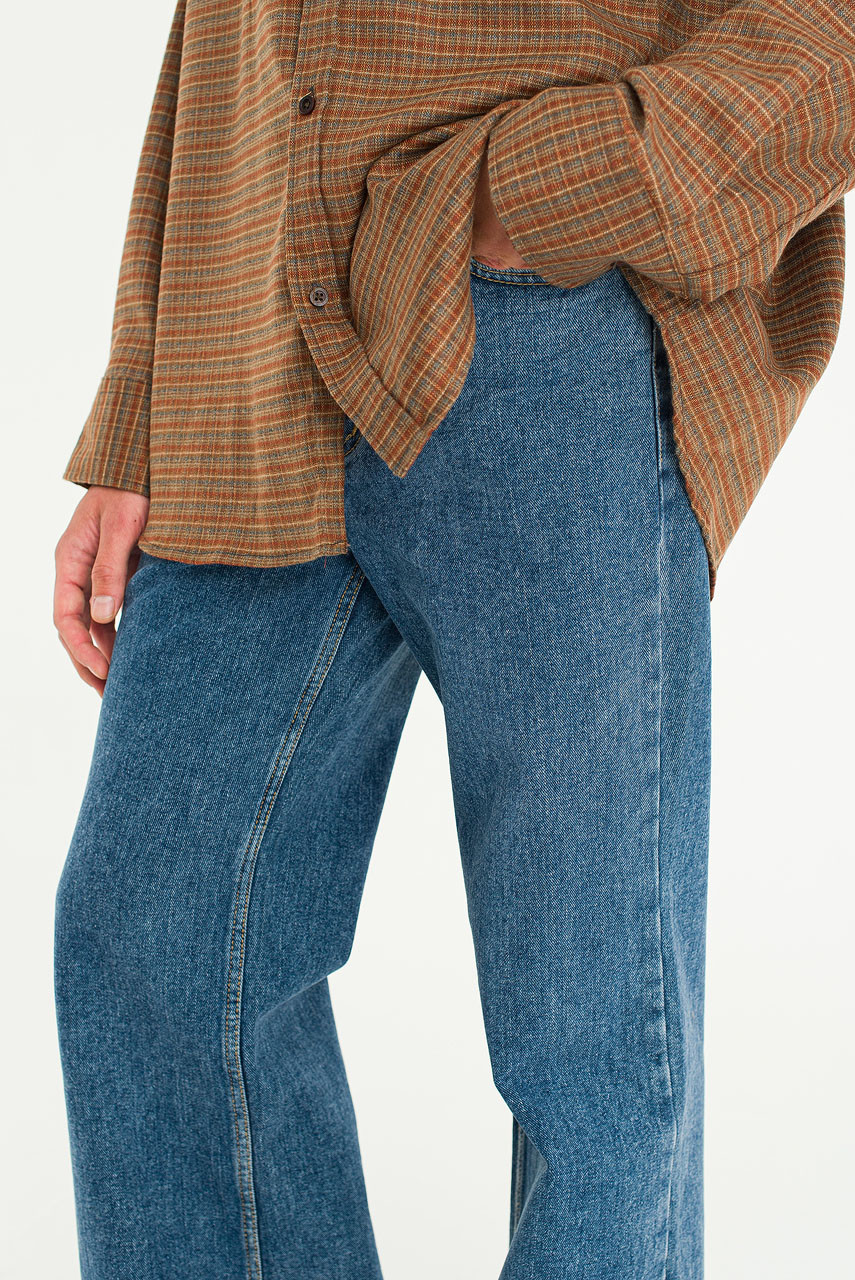 Menswear | Wide Bootcut Jeans, Mid Blue 